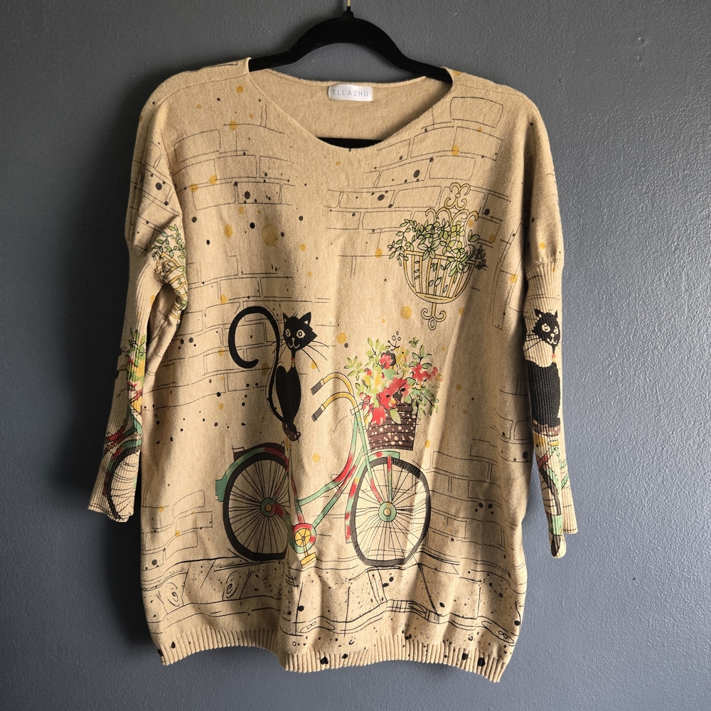 Whimsical Loose Fit Long Sleeve Unique Sweatshirt Sweater